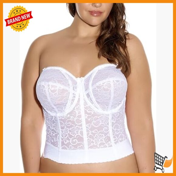 Strapless Lace Bustier Bra Longline Underwire Sweetheart Neckline